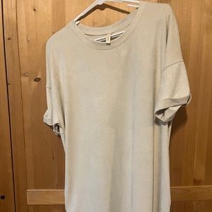 Cream Faux Suede Shift Dress